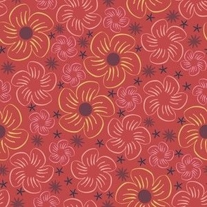 Success - Open Boho Flowers - Crimson - c04849