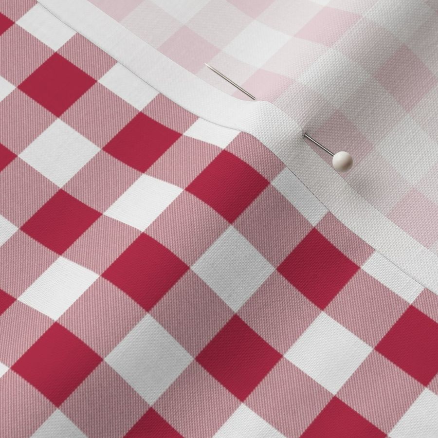 Small White  and Viva Magenta Gingham Check 