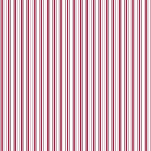 Color of the Year Viva Magenta with White Vertical Narrow Ticking Stripes