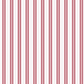 Color of the Year Viva Magenta with White Vertical Mattress Ticking Stripes
