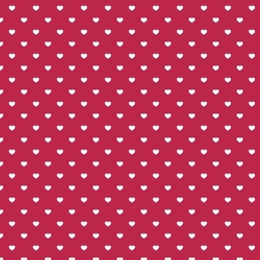 Mini White Love Heart Polka Dots on Viva Magenta