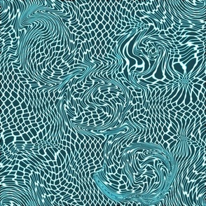 Swirls in Teal and Turquoise Netting