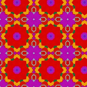Abstract Red and Purple Flowers