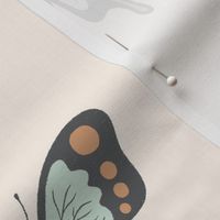 half drop flight of the butterfly - aqua and orange