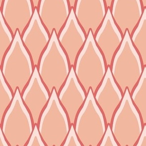 Medium Geometric Protea Floral Petals with Coral Pink outline and Mandy Pink Centers