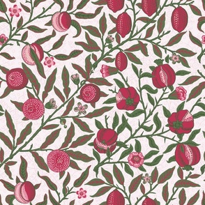 Fruit / Pomegranate -LARGE - historic antiqued damask by William Morris - VIVA MAGENTA PANTONE COLOR adaption