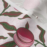 Fruit / Pomegranate -MEDIUM - historic antiqued damask by William Morris - VIVA MAGENTA PANTONE COLOR adaption