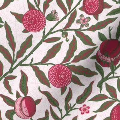 Fruit / Pomegranate -MEDIUM - historic antiqued damask by William Morris - VIVA MAGENTA PANTONE COLOR adaption