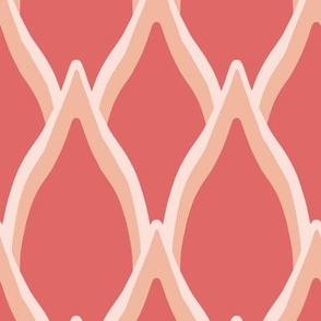 Large Geometric Protea Floral Petals with Pale Pink outline