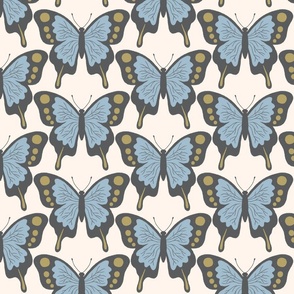 butterflies - blue and olive green