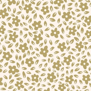  hand drawn ditsy floral - olive green