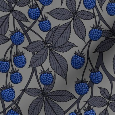 BLACKBERRY BERRIES ON A GRAY BACKGROUND