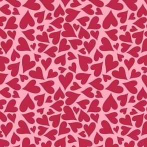 Small Scale Valentine Heart Scatter Viva Magenta on Pink