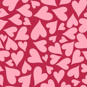 Large Scale Valentine Heart Scatter Pink on Viva Magenta