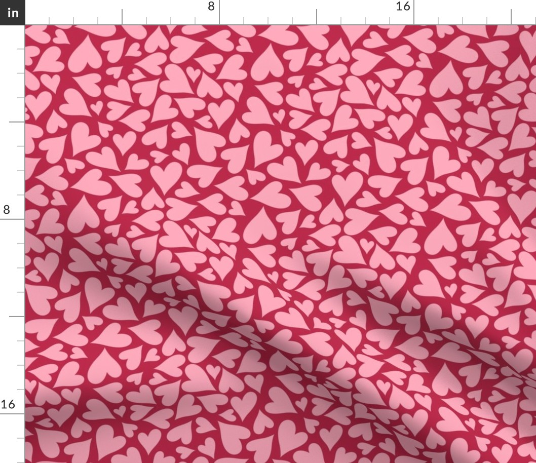 Medium Scale Valentine Heart Scatter Pink on Viva Magenta
