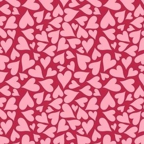 Small Scale Valentine Heart Scatter Pink on Viva Magenta