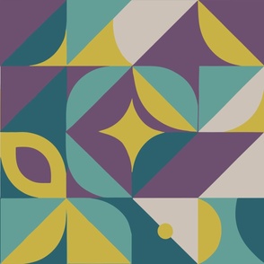 Geometric Bauhaus Retro a modern Yellow Purple 