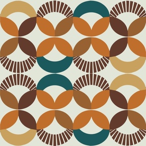 Retro Vintage Brown Teal Rust Orange  Geometric Shapes Abstract Bauhaus