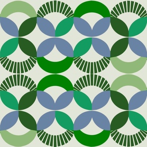 Retro Vintage Green Geometric Shapes Abstract Bauhaus