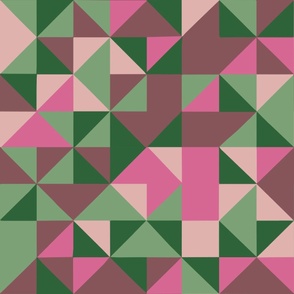 Geometric Shapes Triangles Pink  Green Retro Vintage Bauhaus 1920 60  70 80