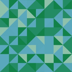 Geometric Shapes Triangles  Teal Green Retro Vintage Bauhaus 1920 60  70 80