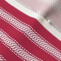 Lightning Bolt Ticking Stripe - White Viva Magenta