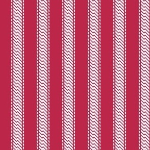 Lightning Bolt Ticking Stripe - White Viva Magenta