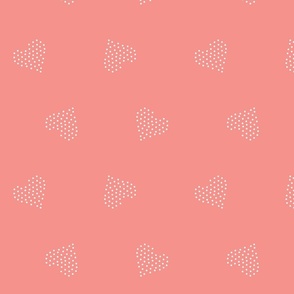 Seamless pastel terracotta polka hearts pattern