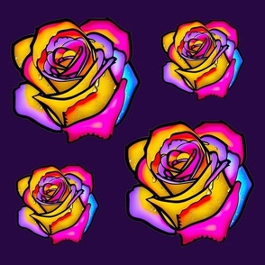 Dark Purple and Watercolor Roses