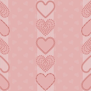 Seamless pattern of cute decorative hearts in pastel tones