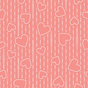 Terracotta seamless pattern with playful hearts_ dots_ dashes