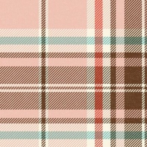 Headmaster Plaid - Pink Chocolate Brown Red Mint Large Scale