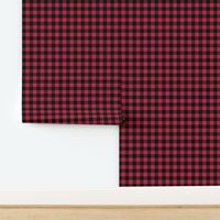 1 Inch Black and Viva Magenta  Check Gingham