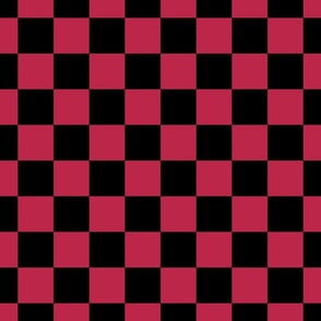2 Inch Black and Viva Magenta  Check Checkerboard