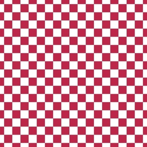  1 inch White  and Viva Magenta  Check Checkerboard