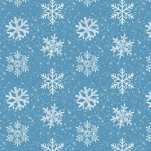 Snowflakes Cornflower blue - small scale