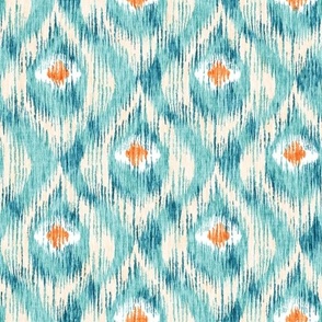 Blue and white ikat pattern