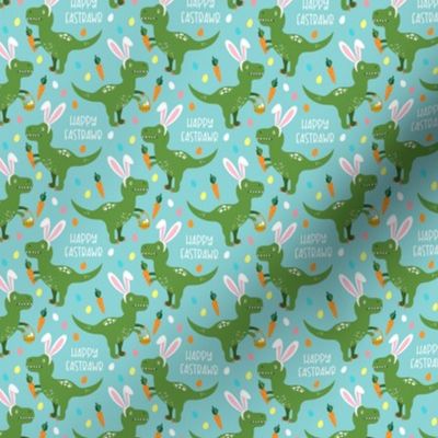 Happy Eastrawr Funny T-rex Easter Spring turquoise small scale