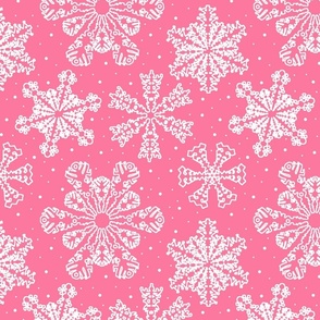 Lacy Snowflakes 12x12 flamingo