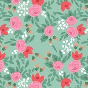 (S Scale) Boho Floral Pattern | To match dogs with floral crowns on mint