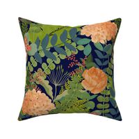 Ferns and Florals Navy Blue