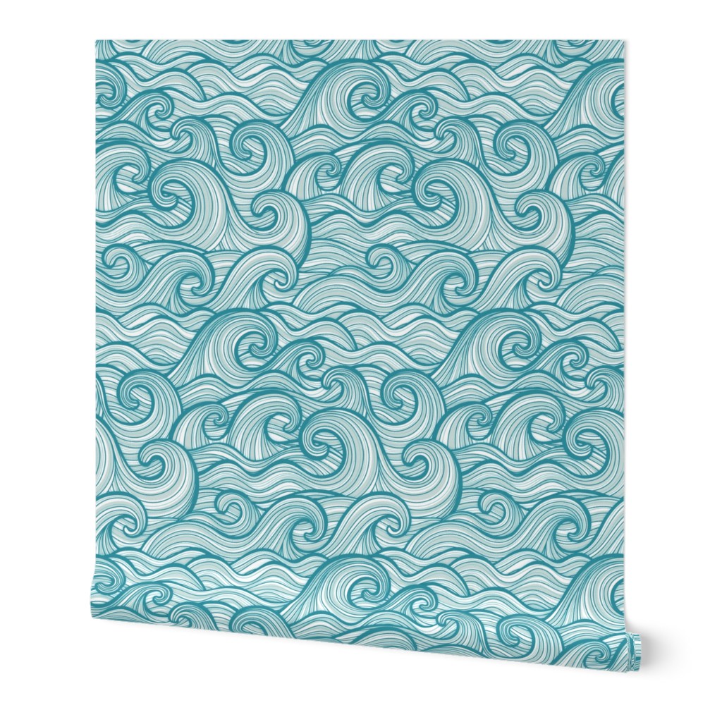 Caribbean Sea- Ocean Waves- California Summer- Hawaii Surf- Turquoise Blue- Coastal- Nautical- Seaside- Beach House- Medium