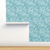 Caribbean Sea- Ocean Waves- California Summer- Hawaii Surf- Turquoise Blue- Coastal- Nautical- Seaside- Beach House- Medium