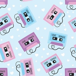 (M Scale) Love Songs Valentine Mix Tapes on Light Blue