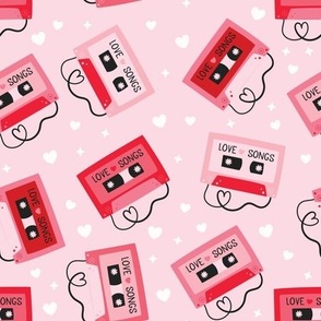 (M Scale) Love Songs Red Valentine Mix Tapes on Light Pink
