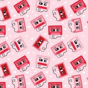 (S Scale) Love Songs Red Valentine Mix Tapes on Light Pink