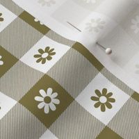 
Moss  and White Gingham Floral Check with Center Floral Medallions in Moss and White
