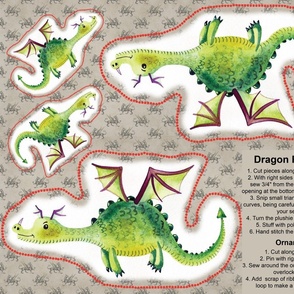 Green Dragon Plushie and Ornament Cut and Sew