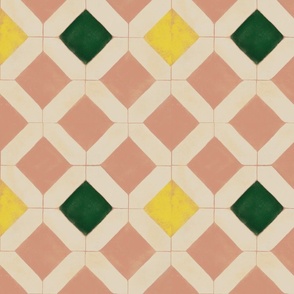 Aged Hexagon and Diamond Tile // Sandstone Yellow Green