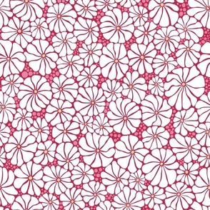 Wavy Daisy - Medium scale - Viva Magenta and Pink - Retro Vintage Flowers Daisies cottagecore Pantone bb2649